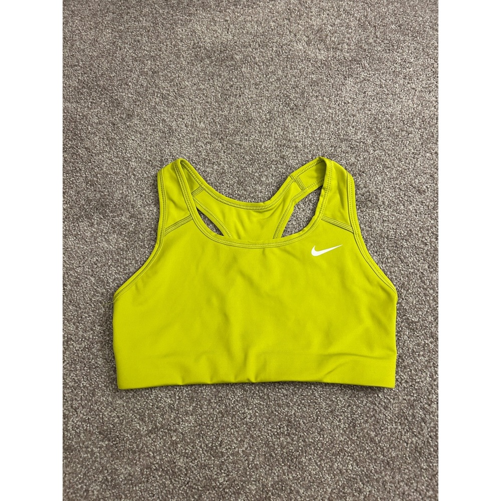 Nike Sports Bra Womens Small Neon Yellow Excellent Dri-FIT Racerback Swoosh